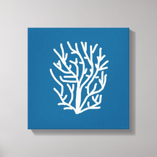 Witte koraal op blauw aquatisch leven canvas afdruk (Voorkant)