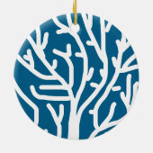 Witte koraal op blauw aquatisch leven keramisch ornament (Achterkant)