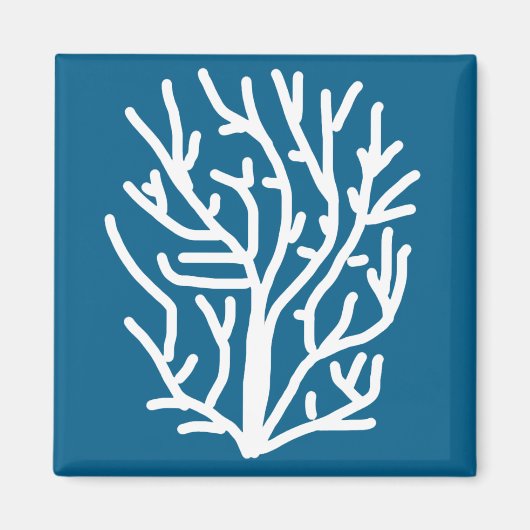 Witte koraal op blauw aquatisch leven magneet (Voorkant)