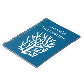 Witte koraal op blauw aquatisch leven notitieboek (Linkerzijde)