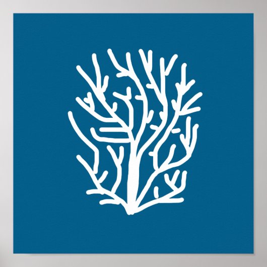 Witte koraal op blauw aquatisch leven poster (Voorkant)