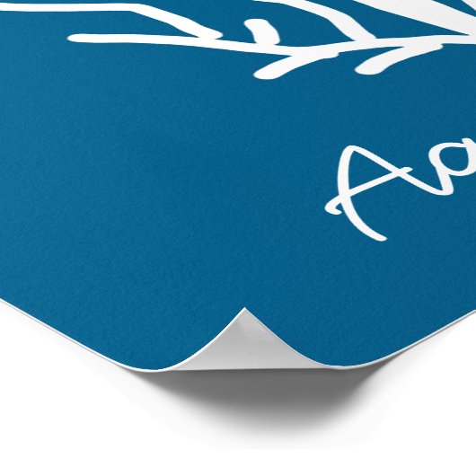 Witte koraal op blauw aquatisch leven poster (Hoek)