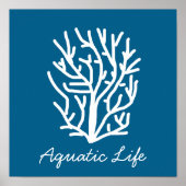 Witte koraal op blauw aquatisch leven poster (Voorkant)