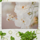 Witte Korbin Rozen Botanische Natuur Foto Theedoek (Gevouwen)