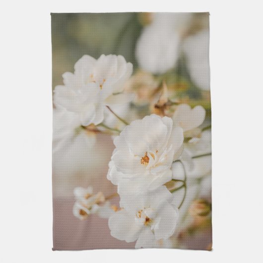 Witte Korbin Rozen Botanische Natuur Foto Theedoek (Verticaal)