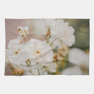 Witte Korbinrozen Botanische Natuurfoto Theedoek