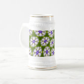 Witte korenbloemen patroon bierpul (Voorkant links)
