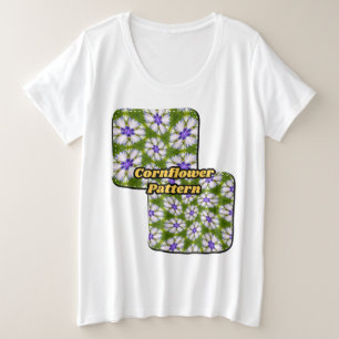 Witte korenbloemen patroon grote maat t-shirt