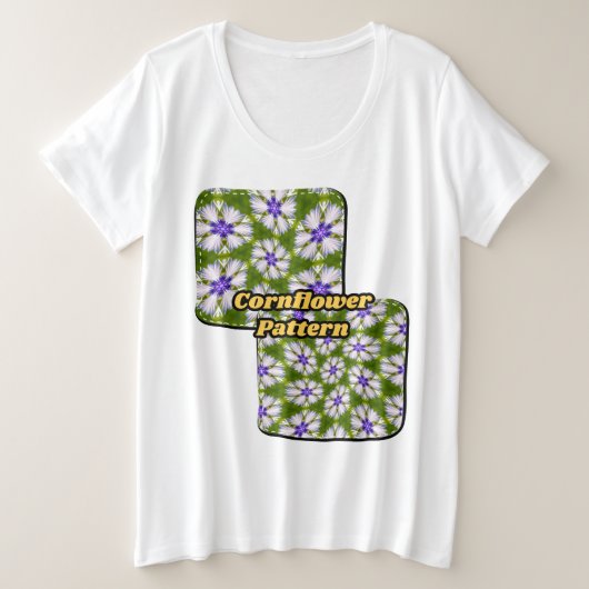 Witte korenbloemen patroon grote maat t-shirt (Design voorkant)