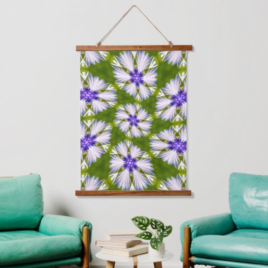 Witte korenbloemen patroon hangend wandkleed (Woonkamer)