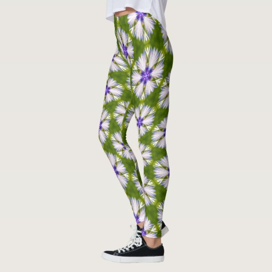 Witte korenbloemen patroon leggings (Links)