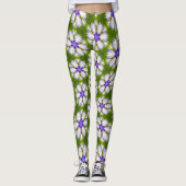 Witte korenbloemen patroon leggings (Voorkant)