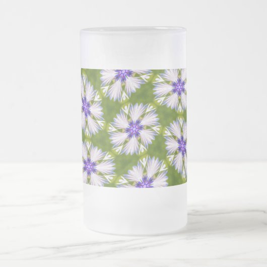 Witte korenbloemen patroon matglas bierpul (Center)