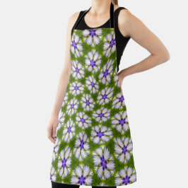 Witte korenbloemen patroon schort