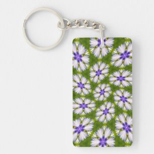 Witte korenbloemen patroon sleutelhanger