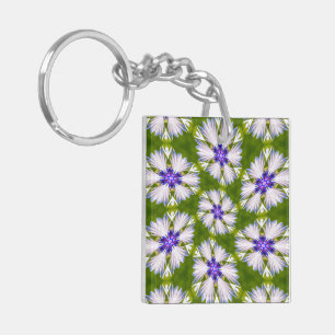 Witte korenbloemen patroon sleutelhanger