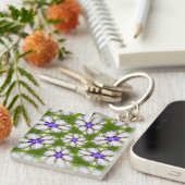 Witte korenbloemen patroon sleutelhanger (Voorkant Rechts)