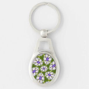 Witte korenbloemen patroon sleutelhanger