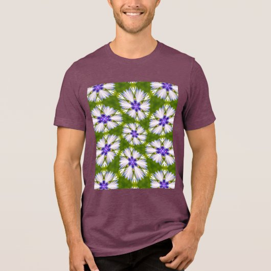 Witte korenbloemen patroon Tri-Blend shirt (Voorkant)