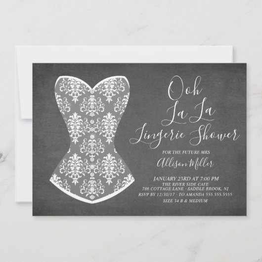 Witte korset lingerie bruids douche uitnodiging (Voorkant)