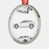 Witte korvet: metalen ornament (Links)