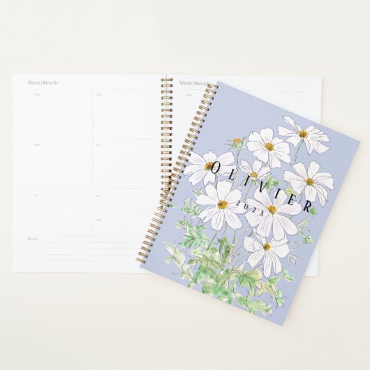 Witte kosmos bloem aquarel schilderij planner (Display)