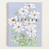 Witte kosmos bloem aquarel schilderij planner (Voorkant)
