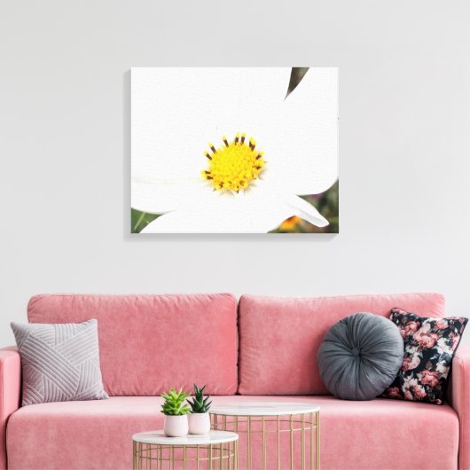 Witte Kosmos Bloem Foto Bloemen Close-up Canvas Afdruk (Insitu (Woonkamer))