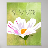 Witte Kosmos Bloem Zomer Poster (Voorkant)