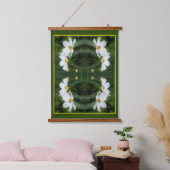 Witte kosmos bloemen en bij Abstract Hangend Wandkleed (Slaapkamer)