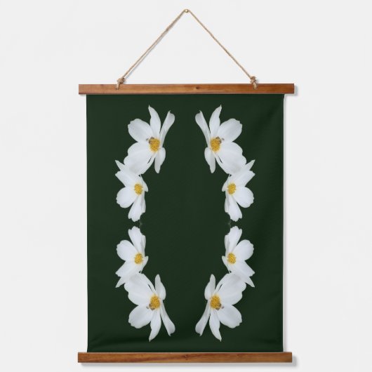 Witte kosmos bloemen en bij Abstract Hangend Wandkleed (Voorkant)