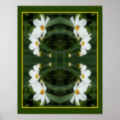 Witte kosmos bloemen en bij Abstract Poster (Voorkant)