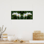Witte kosmos bloemen en bijenspiegel Abstract Poster (Keuken)