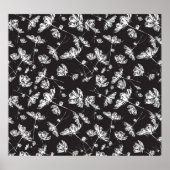 Witte kosmos bloemen: geïsoleerd patroon. poster (Voorkant)