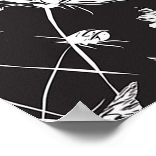 Witte kosmos bloemen: geïsoleerd patroon. poster (Hoek)