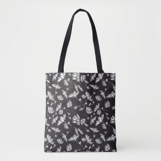 Witte kosmos bloemen: geïsoleerd patroon. tote bag (Voorkant)