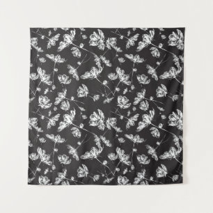 Witte kosmos bloemen: geïsoleerd patroon. wandkleed