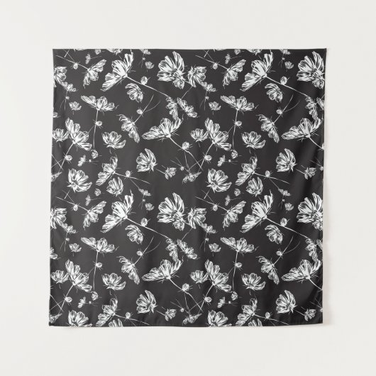 Witte kosmos bloemen: geïsoleerd patroon. wandkleed (Voorkant)