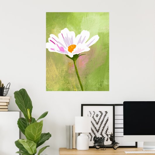 Witte Kosmos Bloemkunstenaar Poster (Thuiskantoor)