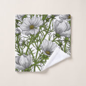 Witte kosmosbloemen bad handdoek (Wasdoekje)