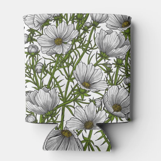 Witte kosmosbloemen blikjeskoeler (Achterkant)