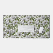 Witte kosmosbloemen bureaumat (Keyboard & Muis)
