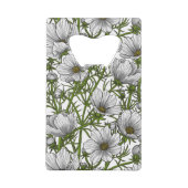 Witte kosmosbloemen creditkaart flessenopener (Achterkant)