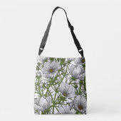 Witte kosmosbloemen crossbody tas (Achterkant)