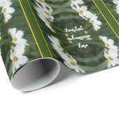 Witte kosmosbloemen en bijen op maat gesneden cadeaupapier (Rol Hoek)