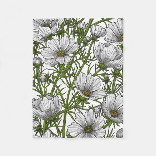 Witte kosmosbloemen fleece deken (Voorkant)