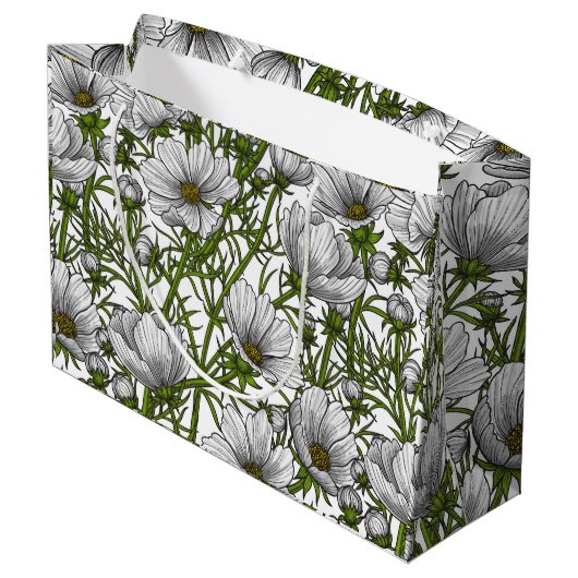 Witte kosmosbloemen groot cadeauzakje (Achterkant Gekanteld)