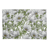 Witte kosmosbloemen kussensloop (Voorkant-Links)