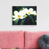 Witte kosmosbloemen met bijen canvas afdruk (Insitu (Woonkamer))