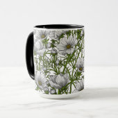 Witte kosmosbloemen mok (Voorkant links)